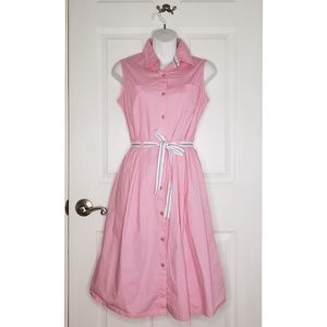 Kim Rogers Sleeveless Shirt Dress With Belt - Pink